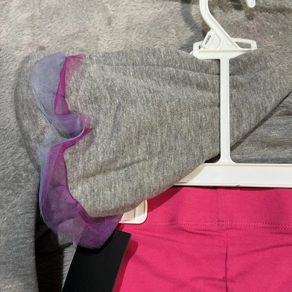 Converse 2 Piece Hoodie Leggings Set Toddler Girls 18M Pink Unicorn All Star
